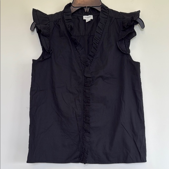 J. Crew Black Sleeveless Ruffled Blouse - Picture 3 of 12
